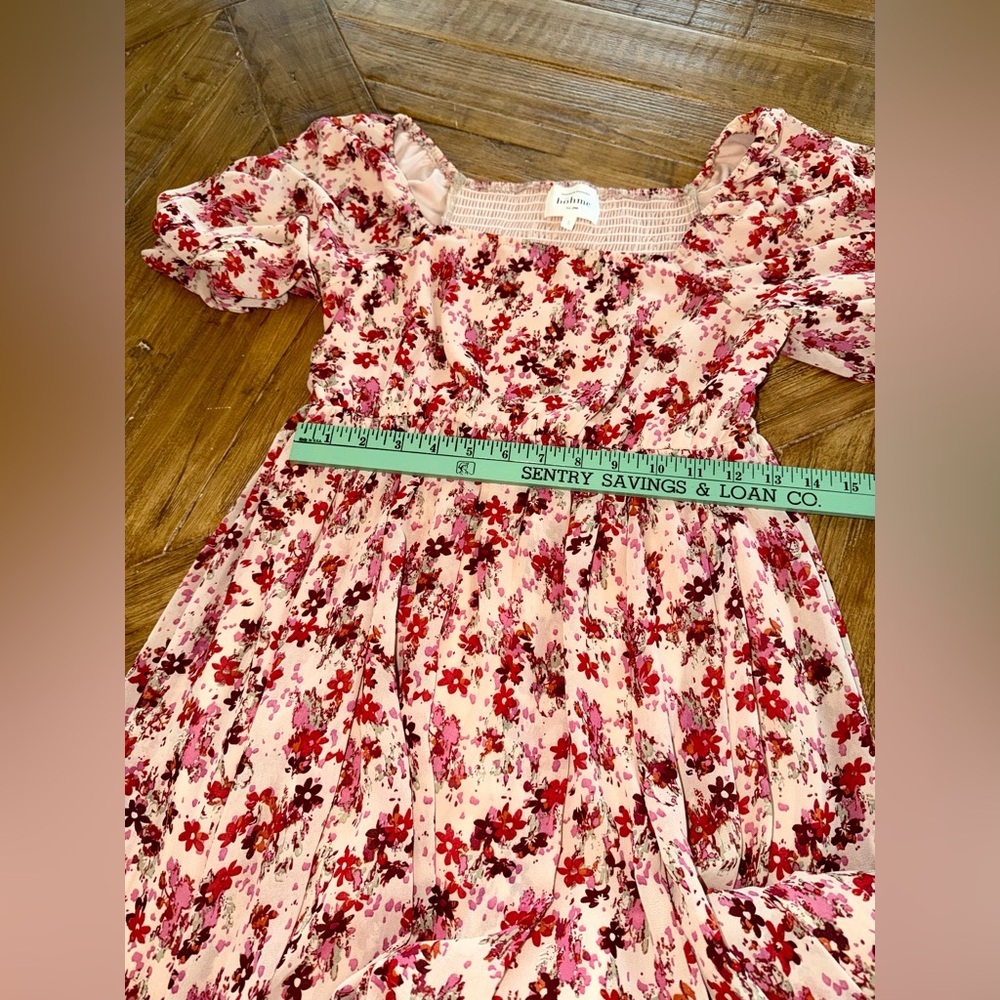 🌸 Böhme Floral Smocked Tiered Maxi Dress - Puff Sleeve - S - Picture 10 of 16